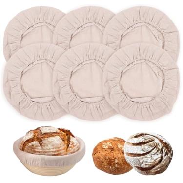 Imagem de Framad 6 peças de capas de tigela de pano de fermento para impermeabilização de pão, forro de cesta Banneton (redondo, 25 cm)