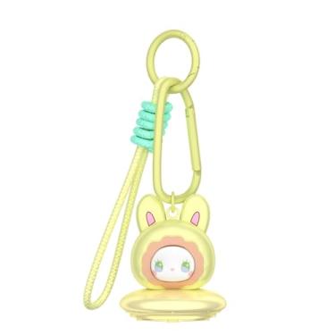 Imagem de OAJ Capa para chaveiro compatível com AirTag, capa Kawaii de animais fofos com mosquetão e cordão para localizador GPS Tracker, acessórios para chaves, bagagem, bolsa (coelho)