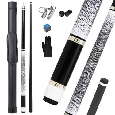 Imagem de elraxw Bastão de taco de bilhar de fibra de carbono com capa, bastão de bilhar com tecnologia de carbono completo para adultos tacos de bilhar profissional de baixa deflexão ultra-suave, Pro Taper