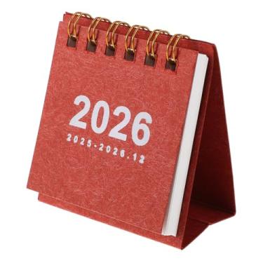 Imagem de MAGICLULU Mini Calendário de Mesa 2026, Calendário Espiral Independente para Decoração de Escritório, Planejador Anual Compacto para Fácil Organização Diária, Vermelho