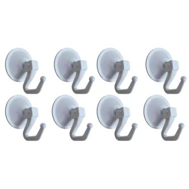 Imagem de Kit 08 Ganchos Cabide com Ventosa de Pressão 6x5cm Multiuso, Ganchos Removíveis Sem Perfuração, Sem Parafuso, Sem Prego, Alta Fixação, Resistente e Durável