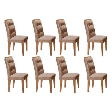 Imagem de Kit 8 Cadeiras Sala Jantar Imperatriz 8 Un Casal Suede Capuccino Rufato