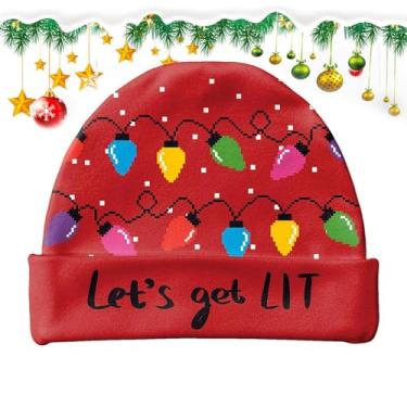 Imagem de Chapéus de malha de inverno de Natal, gorros com tema de Natal - Gorro de inverno de Natal para mulheres | Moda sazonal Headwear macio bonito crânio gorro chapéus quentes para a escola, camping