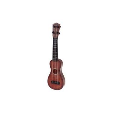 Imagem de Violão Infantil de Madeira, 37cm, Brinquedo Musical Educativo para Crianças, Instrumento Musical em Miniatura, Marrom