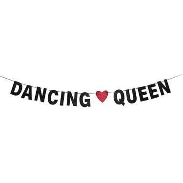 Imagem de zxyxka Dancing Queen Banner, Mamma Mia Party Decorations Happy Birthday Party Decor, Girl's 17 Years Old Birthday, Dancer Birthday Party Decorations (Black Glitter)