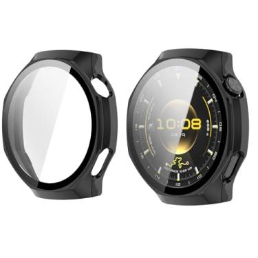 Imagem de LOKEKE Compatível com Huawei Watch GT 6 Pro cobertura total PC capa protetora de tela de vidro temperado compatível com Huawei Watch GT 6 Pro 46 mm (preto)