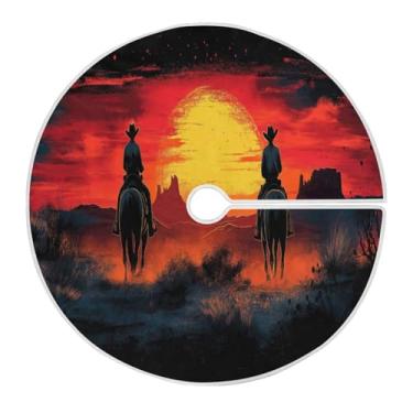 Imagem de Blueangle Saia de árvore de Natal de caubói do oeste americano de 90 cm - poliéster macio e resistente a rugas, decoração de férias para festas de Natal, árvore festiva e decoração de casa (189)