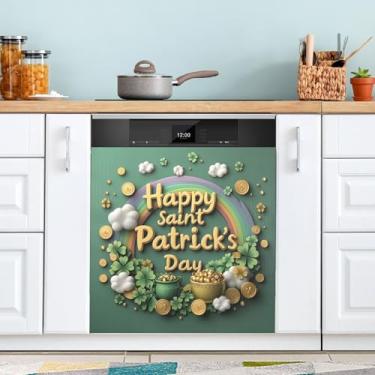 Imagem de ATTX Capa de ímã de panela dourada para lava-louças do Dia de São Patrício, 58,4 cm C x 66 cm A, decoração da capa da máquina de lavar louça, decalques de armário doméstico e eletrodomésticos adesivos