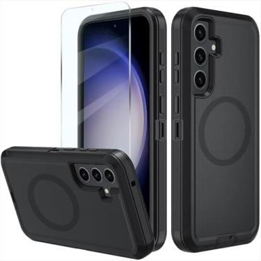 Imagem de Capa magnética para Samsung Galaxy S24 FE 5G, capa resistente S24 FE, [protetor de tela de vidro] [proteção de grau militar] [à prova de choque] [à prova de queda] [à prova de poeira] (preto -A-MAG)