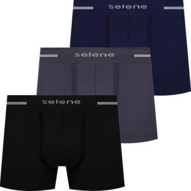Imagem de Kit 3 Cuecas Boxer Selene Masculina Poliamida Box Sem Costura Atacado 