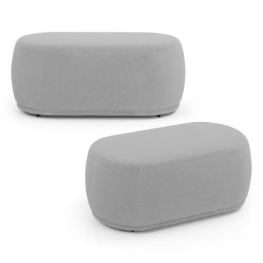 Imagem de Kit 02 Puffs Decorativos Orgânicos Molly 02 Lugares Bouclê Cinza Claro - Desk Design