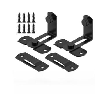 Imagem de Fechadura de porta, trava deslizante de aço inoxidável 90°, pacote com 2 ferrolho de cadeado de ângulo reto para portas, armários, portões, guarda-roupas, gaiolas para animais de estimação, galpões e