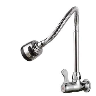 Imagem de torneira cozinha parede preta flexível Duplo Jato Cone 1/4 de Volta (prata+ Fita roscada)