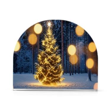 Imagem de Qilmy Suporte de guardanapo acrílico dourado brilhante para árvore de Natal, porta-guardanapos para mesas cozinha restaurante decoração de casa, suporte decorativo moderno para guardanapos de coquetel