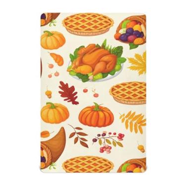Imagem de Wassud Lençóis de berço respiráveis de peru assado de Ação de Graças, capas de colchão de berço de 68 x 99 cm, lençol neutro para meninos e meninas (serve para berço padrão e pacote e brincar)