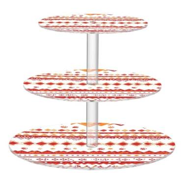 Imagem de CEBUGI Suporte de cupcake de 3 camadas, fundo abstrato, redondo, suporte de bolo, torre, bandeja de servir em camadas de acrílico para chá, chá de bebê, casamento e mais