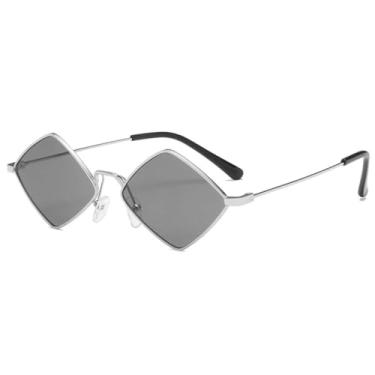 Imagem de Óculos de sol retrô de metal irregular, moda masculina e feminina, óculos de sol para dirigir e viajar no verão, UV400 (cinza prateado)