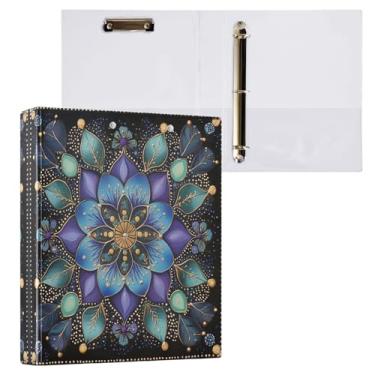 Imagem de STAYTOP Lindo organizador de fichário redondo de mandala colorida, fichário de 3 anéis com prancheta (carta A4), fichário fofo para material de escritório escolar