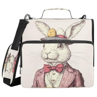 Imagem de Burbuja Coelho com relógio de bolso, fichário com zíper, bolsa de fichário com 3 anéis com arquivo expansível e alça de ombro, serve para laptop de 13 polegadas, vários bolsos para trabalho de