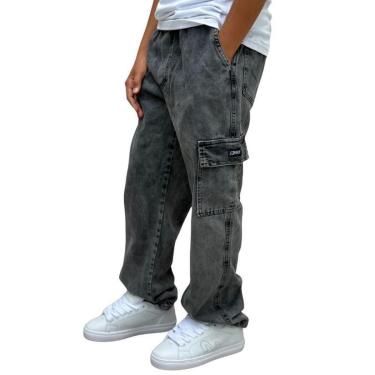Imagem de Calça Brack Infantil Cargo Baggy Jeans Estonada Unissex-Masculino