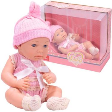 Imagem de Boneca Bebe Bruninha Roupinha Fashion Rosa - Castela