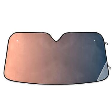 Imagem de Viseiras de carro gradiente azul laranja, para-sol de carro com escudo térmico, proteção UV persiana dobrável para janela de carro, acessórios de verão para carro