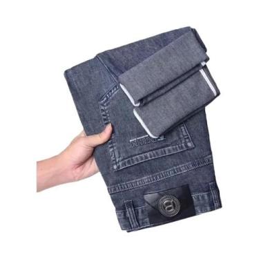 Imagem de Calças Jeans Slim De Perna Reta Para Homens, Alta Qualidade, Levemente