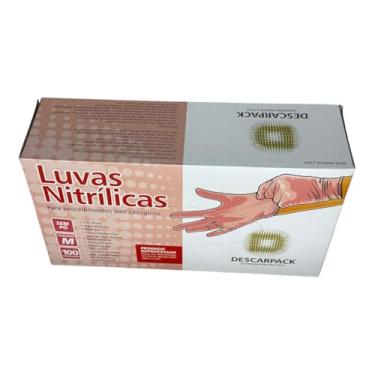 Imagem de Luva Nitrílica Sem Pó Rosa Descarpack Tamanho M - 100 Unidades