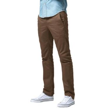 Imagem de Pantalones casuales para hombre, corte slim recto, color marrón claro,