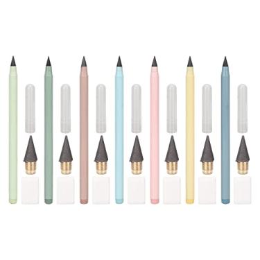 Imagem de SIWOTED 7 Conjuntos de Lápis Sem Tinta Cores Brilhantes Lápis Eterno com Capa de Caneta Borracha para Alunos Professores Escrita Pintura