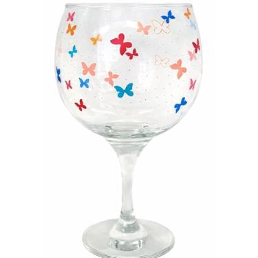 Imagem de Taça Gin Borboleta Vidro 655ml Decorada Colorida