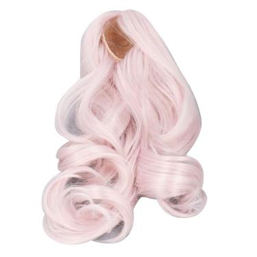 Imagem de Generic Peruca de Boneca Com Separação Central, Material de Seda Macia, Peruca Longa Encaracolada, Confortável, Toque Delicado para Bonecas de Juntas Esféricas de 1/3 Tamanhos (Creme Rosa)