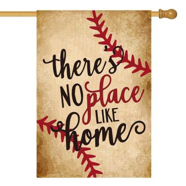 Imagem de AVOIN Bandeira de Casa de Beisebol Vertical Dupla Lateral, Bat Ball Sport Listras Rústicas Bandeira Jardim Decoração Externa 28 x 40 polegadas