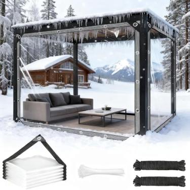 Imagem de XhuangTech Lona transparente com ilhoses 1,8 x 2,8 m, capa de jardim externo de PVC espesso de 14 mm resistente a rasgos, lonas impermeáveis para galinheiro, pátio, varanda, estufa