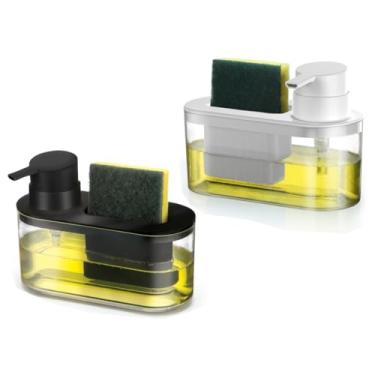 Imagem de Dispenser Para Detergente E Bucha Branco Cozinha Pia (Preto)