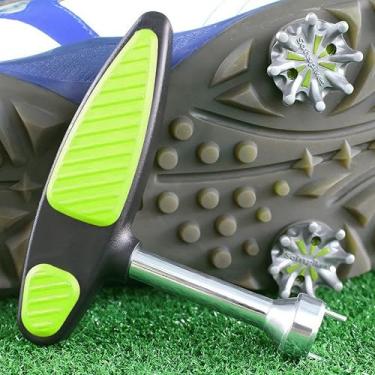 Imagem de Ferramenta de remoção de grampos de duas cabeças de pinos preto e vermelho para todos os golfistas, ferramenta de aderência forte verde para ajuste de chuteira