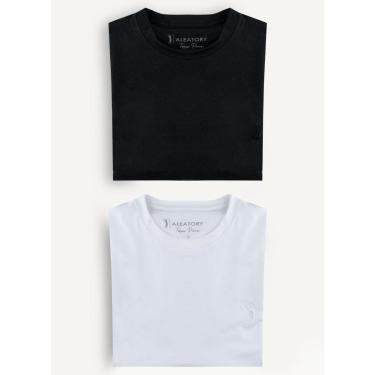 Imagem de Camiseta Preta/Branca Lisa Aleatory Pima Kit com 2-Masculino