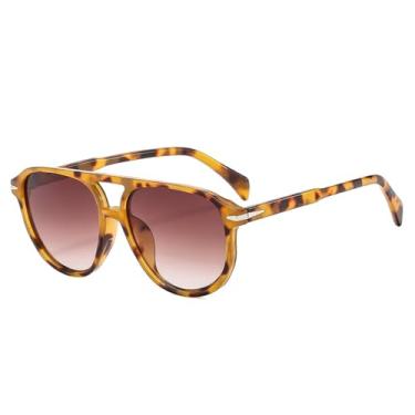 Imagem de Óculos de Sol UV400 - Cores Vibrantes, Ponte Dupla, Rebites, para Homens e Mulheres, Esportes ao Ar Livre, Corrida, Ciclismo, Estampa de Leopardo e Chá Degradê