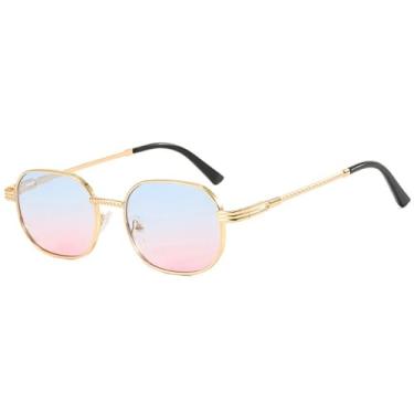 Imagem de Óculos de Sol Femininos em Metal com Degradê em Cores Candy, Proteção UV400, Ideais para Esportes ao Ar Livre, Corrida e Ciclismo, nas Cores Dourado, Azul e Rosa.