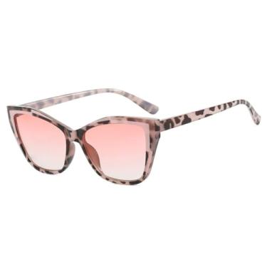 Imagem de Óculos de Sol Feminino e Masculino Candy Colors Gradient Cat Eye com Proteção UV400 para Esportes ao Ar Livre, Corrida e Ciclismo, Estampa de Leopardo Rosa
