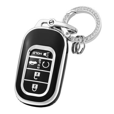 Imagem de Capa de chaveiro com chaveiro serve para Honda Civic/Accord/HR-V/CR-V/Pilot/Sport/SI/EX/EX-L/Touring (não OEM), acessórios para chaves automotivas