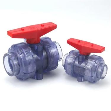 Imagem de VTGVVVTR 1 peça I.D20~63 mm válvula de esfera de PVC transparente acessórios para tubos de aquário aquário válvula esférica irrigação jardim adaptador de tubo de água (I.D40mm (DIN))