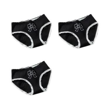 Imagem de Calcinhas De Algodão Femininas 3PCS Design De Borboleta Cintura Média 