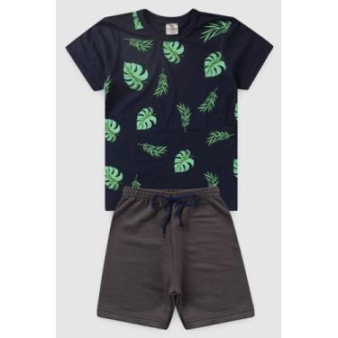 Imagem de Conjunto Infantil Menino Folhas Gody, 3, Azul marinho