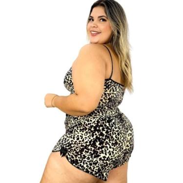 Imagem de Baby Doll Plus Size Pijama Curto Adulto Feminino Renda Luxo Short Doll
