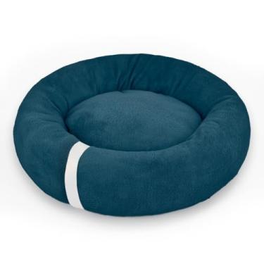 Imagem de Cama Pet Redonda 50cm Soft Fleece – Cama para Cachorro e Gato Pequeno | Ninho Macio e Impermeável(Azul Gris)