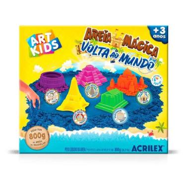 Imagem de Brinquedo Areia Mágica Kit Volta ao Mundo 800g com 5 Moldes - Art Kids