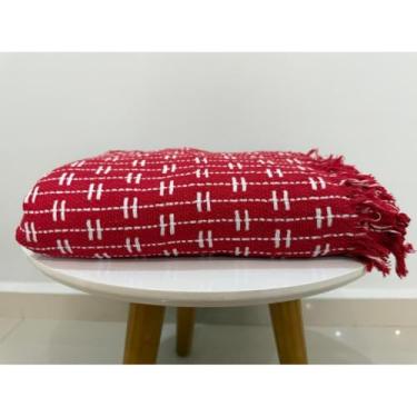 Imagem de Manta Para Sofá Gigante 2,40 x 1,80 Capa Protetora Decorativa Algodão Cama Colcha Coberta(Pontilhada Vermelha)