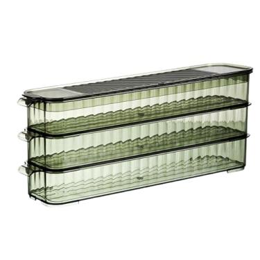 Imagem de Recipientes para geladeira, caixa organizadora de geladeira | Organizador de geladeira empilhável caixa de bolinho de 3 camadas com tampas,Recipiente de carne multicamadas para organização de despensa