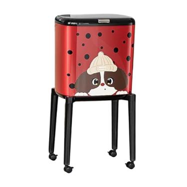 Imagem de WeiLaiKeQi Lixeira com Rodas, Cesto de Lixo Moderno, Portátil e Estreito para Dormitório, Quarto Infantil, Cozinha, Banheiro e Lavabo, Cachorrinho Vermelho